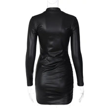 Load image into Gallery viewer, Be So Faux Real Faux Leather Ruched Mini Dress
