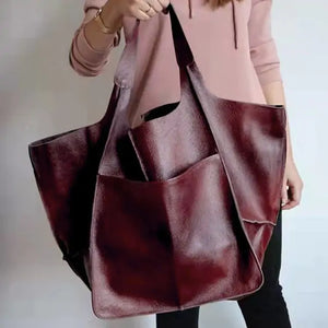 Retro Luxury Shoulder Bag: Casual PU Leather Tote - Vegan leather - Imported