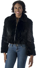 Cargar imagen en el visor de la galería, REED Women&#39;s Genuine Mink Fur Bomber Jacket -100% Real Fur (Small, Black)
