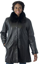 Load image into Gallery viewer, REED Women&#39;s Imported Lamb Leather Swing Coat with Real Fox Fur Collar

