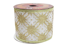 Load image into Gallery viewer, eZthings Classic Wired Sheer Glitter Ribbon for Christmas Gift Wrapping and Holiday Decor
