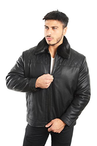 Men's Smooth Lamb Jacket - Detachable Fur Collar | Reed Sports Wear