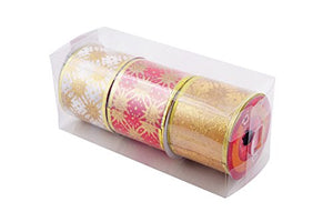 eZthings Classic Wired Sheer Glitter Ribbon for Christmas Gift Wrapping and Holiday Decor