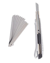Cargar imagen en el visor de la galería, eZthings Professional Utility Knife Plus 10 Super Sharp Blades Set for Cutting Cardboard, Plastic, Leather, Carpet, Rope (Metal Handle)
