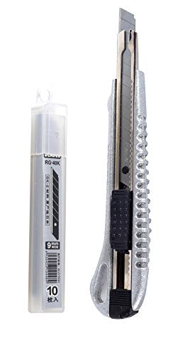 eZthings Professional Utility Knife Plus 10 Super Sharp Blades Set for Cutting Cardboard, Plastic, Leather, Carpet, Rope (Metal Handle)