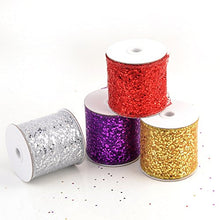 Cargar imagen en el visor de la galería, eZthings Decorative Designer Sparkly Sheer Fabric Ribbons for Party Decor and Gift Baskets (10 Yard, Gold(3.5&quot; Width))
