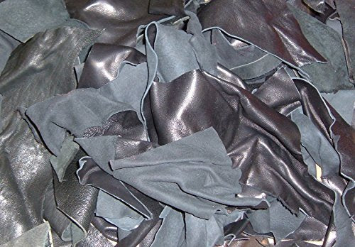2 lb Scrap Upholstery Leather Cowhide remnant craft pieces mixed