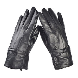 women leather gloves 2x black
