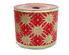 Load image into Gallery viewer, eZthings Classic Wired Sheer Glitter Ribbon for Christmas Gift Wrapping and Holiday Decor
