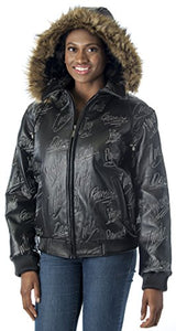 REED Women's Detroit Streets Leather Bomber Coat with Zip Out Hoody - Imported