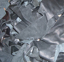 Cargar imagen en el visor de la galería, Leather Scraps from Garment Leather Cutting (2 Pounds Mostly Black)
