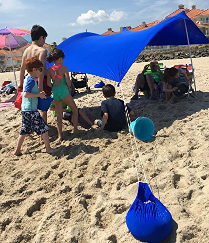 UV Light Sun Shade Protection Beach Shelters - Lightweight Tent Canopy with Sandbag Anchors