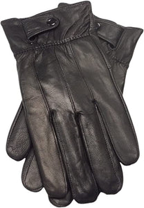 Genuine Leather Cold Weather Warm Lined Driving Gloves - Touchscreen Texting Compatible - Black Size Large