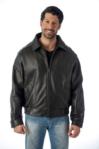 USA Leather Factory Men Black and Yellow Bomber Leather Jacket