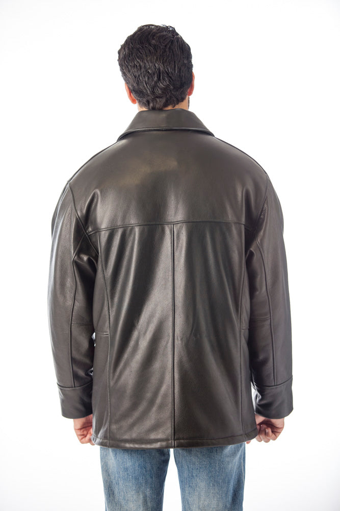 Jacketars Mixed Stud Button Leather Coat