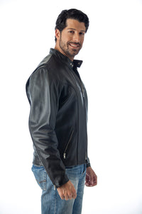 REED Men's Premium Quality Leather Motorcycle Coat Made in USA