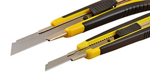 eZthings heavy duty 9mm snap off blades utility knife set for cutting wallpaper, vinyl, leather, and shrink-wrap materials.