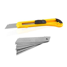 Cargar imagen en el visor de la galería, eZthings heavy duty 9mm snap off blades box cutter set with auto-lock utility knife and extra blades for cutting multiple materials

