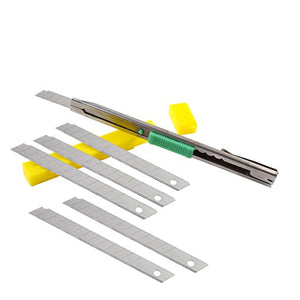 eZthings heavy duty 9mm snap-off blades box cutters set with auto-lock, ideal for cutting wallpaper, vinyl, leather, and shrink-wrap.