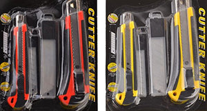 eZthings Heavy Duty 9mm Snap Off Blades Box Cutters Set for wallpaper, vinyl, leather, shrink-wrap cutting, auto-lock knives.