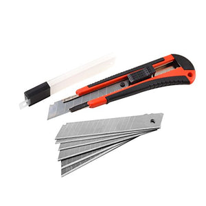 eZthings Heavy Duty Box Cutter with 9mm Snap Off Blades, ideal for cutting wallpaper, vinyl, leather, shrink-wrap, and more.