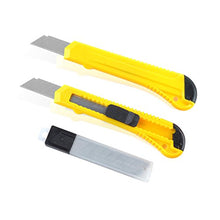 Cargar imagen en el visor de la galería, eZthings heavy duty 9mm snap off blades box cutters set with auto-lock utility knives for cutting wallpaper, vinyl, leather, and shrink-wrap.
