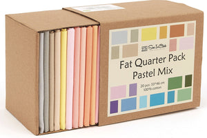 20 Fat Quarter Bundle -100% Cotton | Pure Solids | Pastel Mix - 20 Colors | Quilting & Crafting Soft Fabric | Gift Set