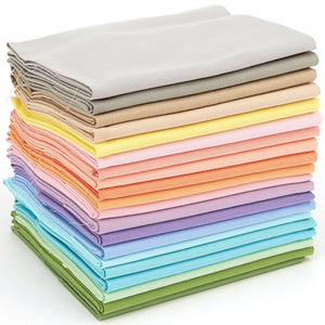 20 Fat Quarter Bundle -100% Cotton | Pure Solids | Pastel Mix - 20 Colors | Quilting & Crafting Soft Fabric | Gift Set