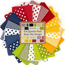 Load image into Gallery viewer, 20 Fat Quarter Bundle -100% Cotton | Basic Mix Design - 20 pcs - Polka-dot  5 Patterns | Quilting &amp; Crafting Fabric | Special Gift Set
