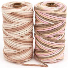 Load image into Gallery viewer, 4mm Macrame Cord - Single Twist - Multicolor - Natural Browne and Pink - 100% Soft Cotton - Special Gift - DIY Macrame Projects - 85m/roll

