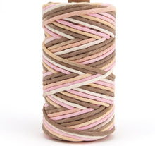 Cargar imagen en el visor de la galería, 4mm Macrame Cord - Single Twist - Multicolor - Natural Browne and Pink - 100% Soft Cotton - Special Gift - DIY Macrame Projects - 85m/roll
