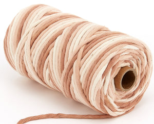 4mm Macrame Cord - Single Twist - Multicolor - Natural Browne and Pink - 100% Soft Cotton - Special Gift - DIY Macrame Projects - 85m/roll