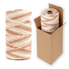 Load image into Gallery viewer, 4mm Macrame Cord - Single Twist - Multicolor - Natural Browne and Pink - 100% Soft Cotton - Special Gift - DIY Macrame Projects - 85m/roll
