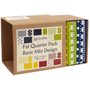 20 Fat Quarter Bundle -100% Cotton | Basic Mix Design - 20 pcs - Polka-dot  5 Patterns | Quilting & Crafting Fabric | Special Gift Set