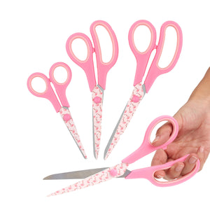 Gift Box Soft Grip Pink Flamingo Scissors Set - 3 Sizes - Handmade Fabric Case - All-Purpose Crafts, Office & School - Stainless Steel
