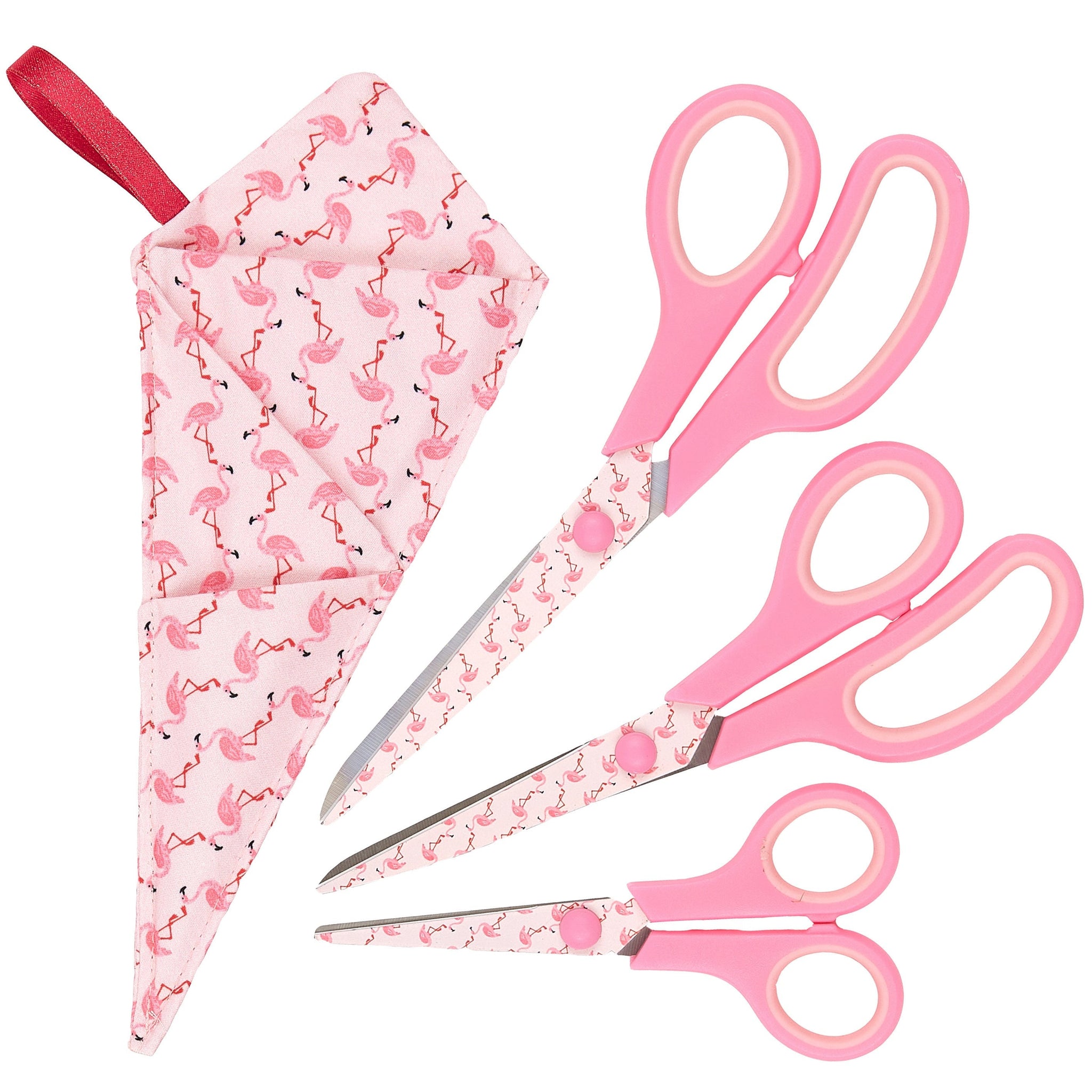 Gift Box Soft Grip Pink Flamingo Scissors Set - 3 Sizes - Handmade Fab