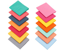 Cargar imagen en el visor de la galería, Fat Quarter Bundle -100% Cotton | Pure Solids | Retro Bright l Mix - 14 Colors | Quilting &amp; Crafting Soft Fabric | Special Gift
