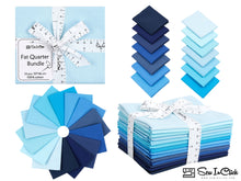Cargar imagen en el visor de la galería, Fat Quarter Bundle -100% Cotton | Pure Solids | Shades of Blue and Navy l Mix - 14 Colors | Quilting &amp; Crafting Fabric | Special Gift
