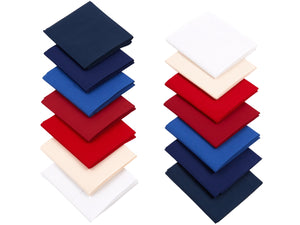Fat Quarter Bundle -100% Cotton | Pure Solids | Patriotic USA Flag colors | Red Blue White  l Mix Colors | Quilting & Crafting Soft Fabric