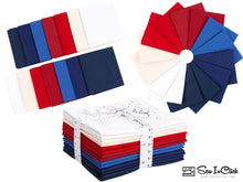 Load image into Gallery viewer, Fat Quarter Bundle -100% Cotton | Pure Solids | Patriotic USA Flag colors | Red Blue White  l Mix Colors | Quilting &amp; Crafting Soft Fabric
