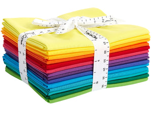 Fat Quarter Bundle -100% Cotton | Pure Solids | Rainbow Mix l Mix - 14 Colors | Quilting & Crafting Fabric | Special Gift