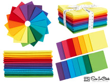 Cargar imagen en el visor de la galería, Fat Quarter Bundle -100% Cotton | Pure Solids | Rainbow Mix l Mix - 14 Colors | Quilting &amp; Crafting Fabric | Special Gift
