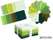 Load image into Gallery viewer, Fat Quarter Bundle -100% Cotton | Pure Solids | Shades of Emerald Greens l Mix Colors | Quilting &amp; Crafting Soft Fabric |Special Gift Bundle
