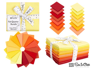 14 Fat Quarter Bundle -100% Cotton | Sunrise and Sunset l Mix - 14 Colors | Quilting & Crafting Fabric | Gift Set