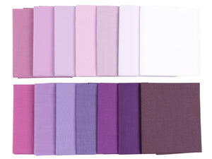 Fat Quarter Bundle -100% Cotton | Pure Solids | Shades of Purple and Magenta l Mix Colors | Quilting & Crafting Soft Fabric | Special Gift
