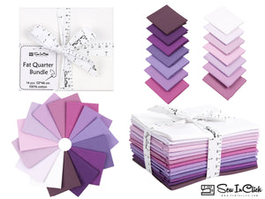 Fat Quarter Bundle -100% Cotton | Pure Solids | Shades of Purple and Magenta l Mix Colors | Quilting & Crafting Soft Fabric | Special Gift