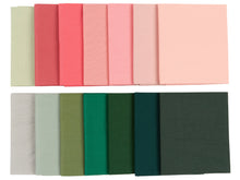 Cargar imagen en el visor de la galería, Fat Quarter Bundle -100% Cotton | Pure Solids | Pink &amp;  Emerald Greens l Mix Colors | Quilting Soft Fabric | Special Gift
