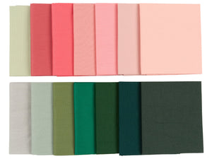 Fat Quarter Bundle -100% Cotton | Pure Solids | Pink &  Emerald Greens l Mix Colors | Quilting Soft Fabric | Special Gift