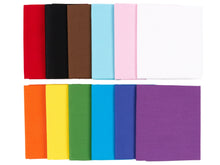 Cargar imagen en el visor de la galería, Fat Quarter Bundle -100% Cotton | Pure Solids | New Pride Flag Colors l 12 Mix Colors | Quilting &amp; Crafting Fabric | Special Gift Bundle
