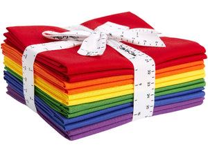 Paquete Fat Quarter -100% Algodón | Sólidos Puros | Colores clásicos de la bandera del orgullo | Tela suave para acolchar y manualidades | Paquete de regalo especial